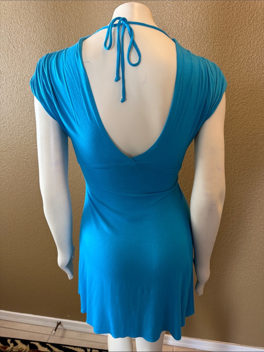 Sky Teal Halter-Back Short Dress - Picture 2 of 4